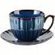 EVIE DARK Porcelanowa Filiżanka 300 ml ze spodkiem do KAWY HERBATY - 6 szt