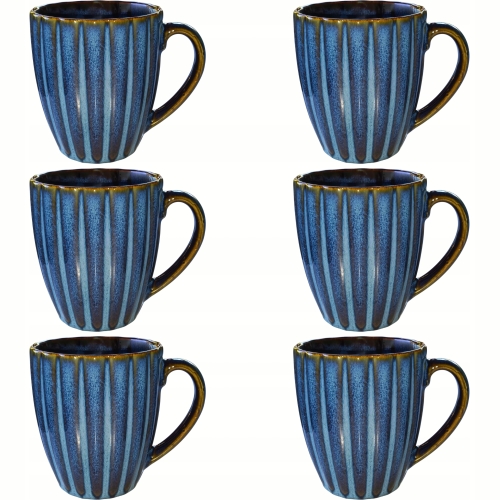 EVIE DARK Porcelanowy Kubek Filiżanka do KAWY HERBATY 360 ml - 6 sztuk