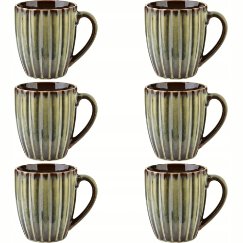 EVIE GREEN Porcelanowy Kubek Filiżanka do KAWY HERBATY 360 ml - 6 sztuk