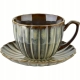 EVIE GREEN Porcelanowa Filiżanka 300 ml ze spodkiem 15 cm - do KAWY HERBATY