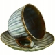 EVIE GREEN Porcelanowa Filiżanka 300 ml ze spodkiem 15 cm - do KAWY HERBATY