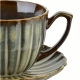 EVIE GREEN Porcelanowa Filiżanka 300 ml ze spodkiem 15 cm - do KAWY HERBATY