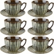 EVIE GREEN Porcelanowa Filiżanka 300 ml ze spodkiem do KAWY HERBATY - 6 szt
