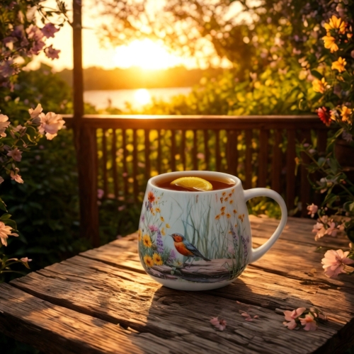 PORCELANOWY Kubek baryłka 430 ml do KAWY HERBATY - Flower Classic JULY