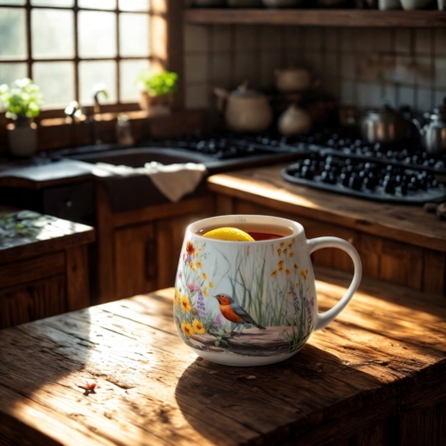 PORCELANOWY Kubek baryłka 430 ml do KAWY HERBATY - Flower Classic JULY