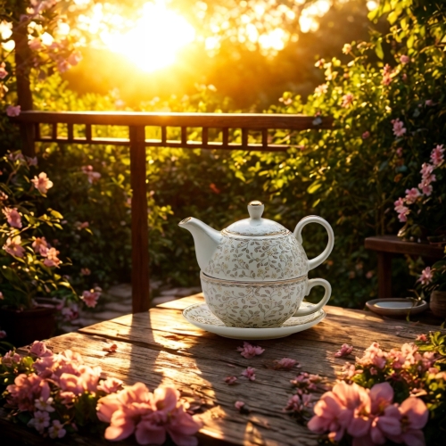 Zestaw TEA FOR ONE Porcelanowy Dzbanek 450 ml z filiżanką 250 ml - LISTKI