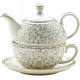 Zestaw TEA FOR ONE Porcelanowy Dzbanek 450 ml z filiżanką 250 ml - LISTKI