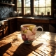 Duży PORCELANOWY Kubek XXL 1000ml do KAWY HERBATY - Flower Classic MAGNOLIE