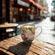 Duży PORCELANOWY Kubek XXL 1000ml do KAWY HERBATY - Flower Classic MAGNOLIE