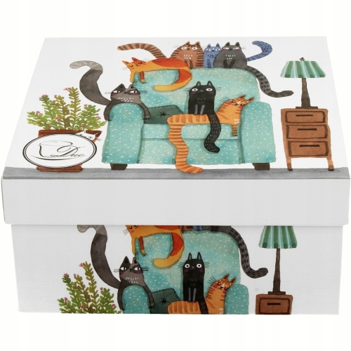 Porcelanowa filiżanka 230 ml ze spodkiem Do KAWY HERBATY - KOTY NA FOTELU