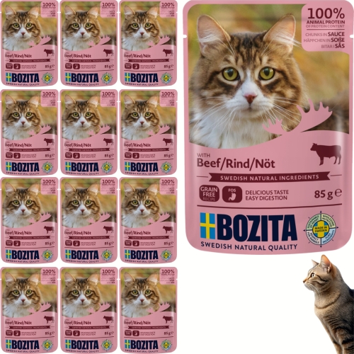 Mokra Karma Dla Kota BOZITA kawałeczki w sosie z Wołowiną 85 g - 12 sztuk
