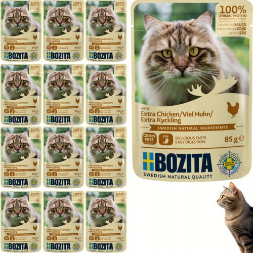 Mokra Karma Dla Kota BOZITA kawałeczki w sosie z Kurczakiem 85 g - 12 sztuk