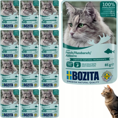 Mokra Karma Dla Kota BOZITA kawałki w galaretce z Okoniem 85 g - 12 sztuk