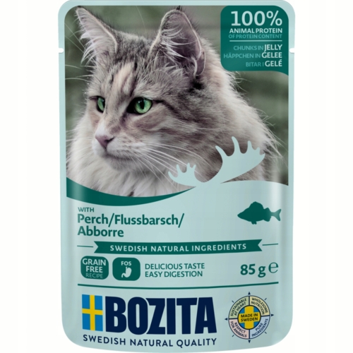 Mokra Karma Dla Kota BOZITA kawałki w galaretce z Okoniem 85 g - 12 sztuk