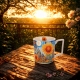 Duży PORCELANOWY Kubek XXL 750 ml do KAWY HERBATY - MODERN SUNFLOWER