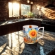 Duży PORCELANOWY Kubek XXL 750 ml do KAWY HERBATY - MODERN SUNFLOWER
