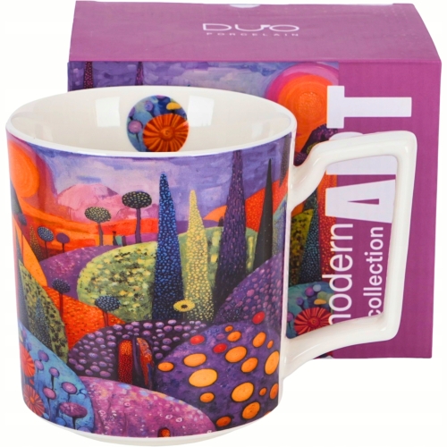Duży PORCELANOWY Kubek XXL 750 ml do KAWY HERBATY - MODERN BUBBLY HILLS