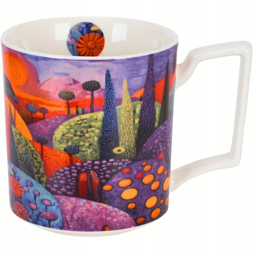 Duży PORCELANOWY Kubek XXL 750 ml do KAWY HERBATY - MODERN BUBBLY HILLS