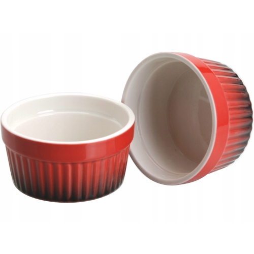 ŻAROODPORNE Naczynia Kokilki do zapiekania 2 SZTUKI 9 cm 200 ml - CZERWONE