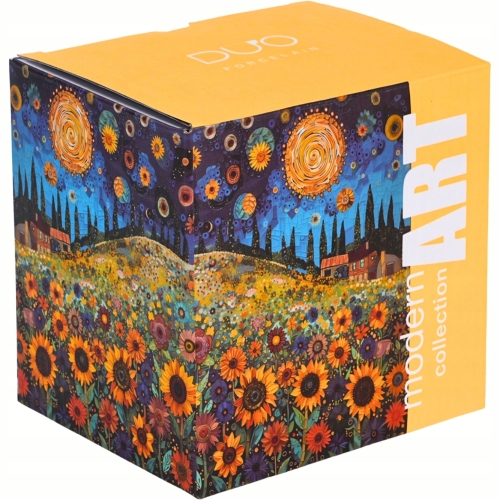 PORCELANOWY Kubek 450 ml z Zaparzaczem do HERBATY ZIÓŁ - SUNFLOWER FIELD