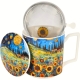 PORCELANOWY Kubek 450 ml z Zaparzaczem do HERBATY ZIÓŁ - SUNFLOWER FIELD