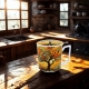 PORCELANOWY Kubek 450 ml z Zaparzaczem do HERBATY ZIÓŁ - MODERN TREE