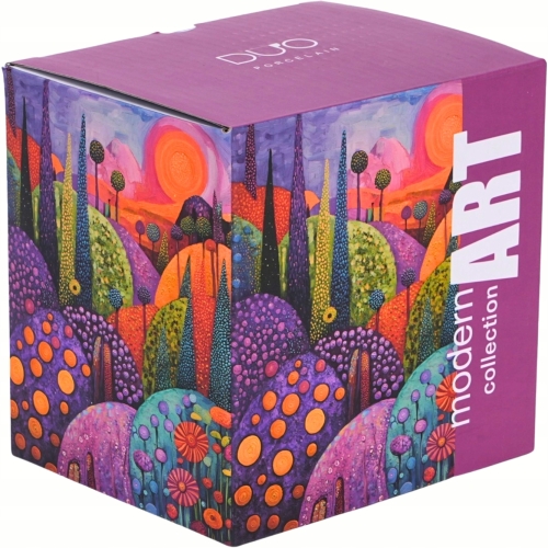 PORCELANOWY Kubek 450ml z Zaparzaczem do HERBATY ZIÓŁ - MODERN BUBBLY HILLS