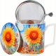 PORCELANOWY Kubek 450 ml z Zaparzaczem do HERBATY ZIÓŁ - MODERN SUNFLOWER