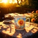 PORCELANOWY Kubek 450 ml z Zaparzaczem do HERBATY ZIÓŁ - MODERN SUNFLOWER