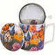 PORCELANOWY Kubek 450 ml z Zaparzaczem do HERBATY ZIÓŁ - MODERN COUNTRYSIDE