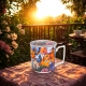 PORCELANOWY Kubek 450 ml z Zaparzaczem do HERBATY ZIÓŁ - MODERN COUNTRYSIDE