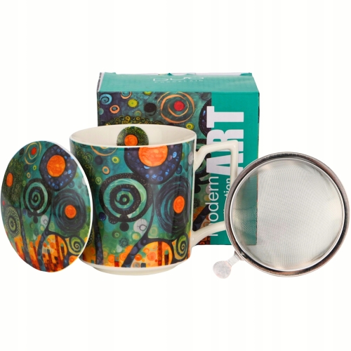 PORCELANOWY Kubek 450 ml z Zaparzaczem do HERBATY ZIÓŁ - TWISTED TREES