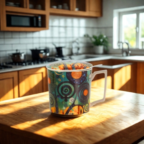 PORCELANOWY Kubek 450 ml z Zaparzaczem do HERBATY ZIÓŁ - TWISTED TREES