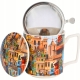 PORCELANOWY Kubek 450 ml z Zaparzaczem do HERBATY ZIÓŁ - MODERN SWEET CITY