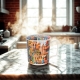 PORCELANOWY Kubek 450 ml z Zaparzaczem do HERBATY ZIÓŁ - MODERN SWEET CITY