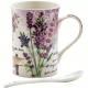 PORCELANOWY Kubek 270 ml z Łyżeczką do KAWY HERBATY KAKAO - Lawenda