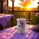 PORCELANOWY Kubek 270 ml z Łyżeczką do KAWY HERBATY KAKAO - Lawenda