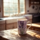 PORCELANOWY Kubek 270 ml z Łyżeczką do KAWY HERBATY KAKAO - Lawenda