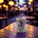 PORCELANOWY Kubek 270 ml z Łyżeczką do KAWY HERBATY KAKAO - Lawenda