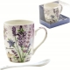 PORCELANOWY Kubek 320 ml z Łyżeczką do KAWY HERBATY KAKAO - Lawenda