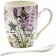 PORCELANOWY Kubek 320 ml z Łyżeczką do KAWY HERBATY KAKAO - Lawenda