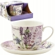 PORCELANOWA Filiżanka JUMBO 350 ml ze spodeczkiem do KAWY HERBATY - Lawenda
