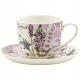 PORCELANOWA Filiżanka JUMBO 350 ml ze spodeczkiem do KAWY HERBATY - Lawenda