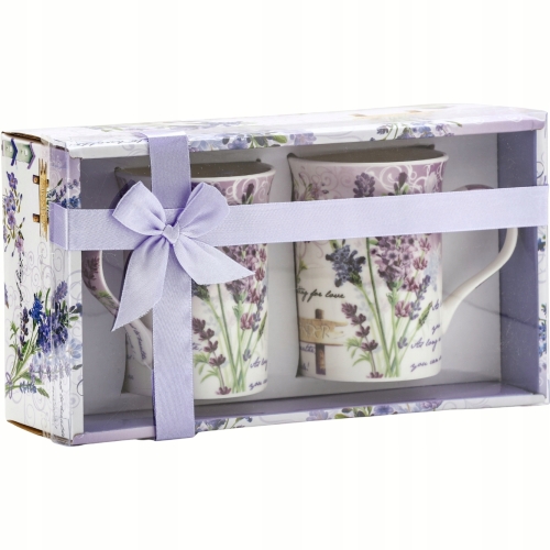 PORCELANOWY Kubek 270 ml do KAWY HERBATY KAKAO Komplet 2 SZTUKI - Lawenda