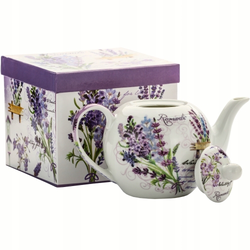PORCELANOWY Dzbanek Imbryk Czajniczek 1000 ml do KAWY HERBATY - Lawenda