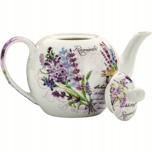 PORCELANOWY Dzbanek Imbryk Czajniczek 1000 ml do KAWY HERBATY - Lawenda
