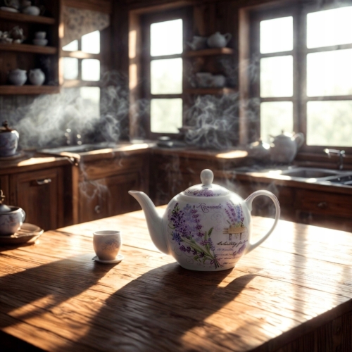 PORCELANOWY Dzbanek Imbryk Czajniczek 1000 ml do KAWY HERBATY - Lawenda