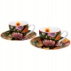 Dwie PORCELANOWE filiżanki 90 ml ze spodkami do KAWY ESPRESSO - ETNIC