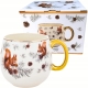 Duży PORCELANOWY Kubek baryłka 530 ml do KAWY HERBATY GRZAŃCA - Wiewiórki