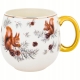 Duży PORCELANOWY Kubek baryłka 530 ml do KAWY HERBATY GRZAŃCA - Wiewiórki